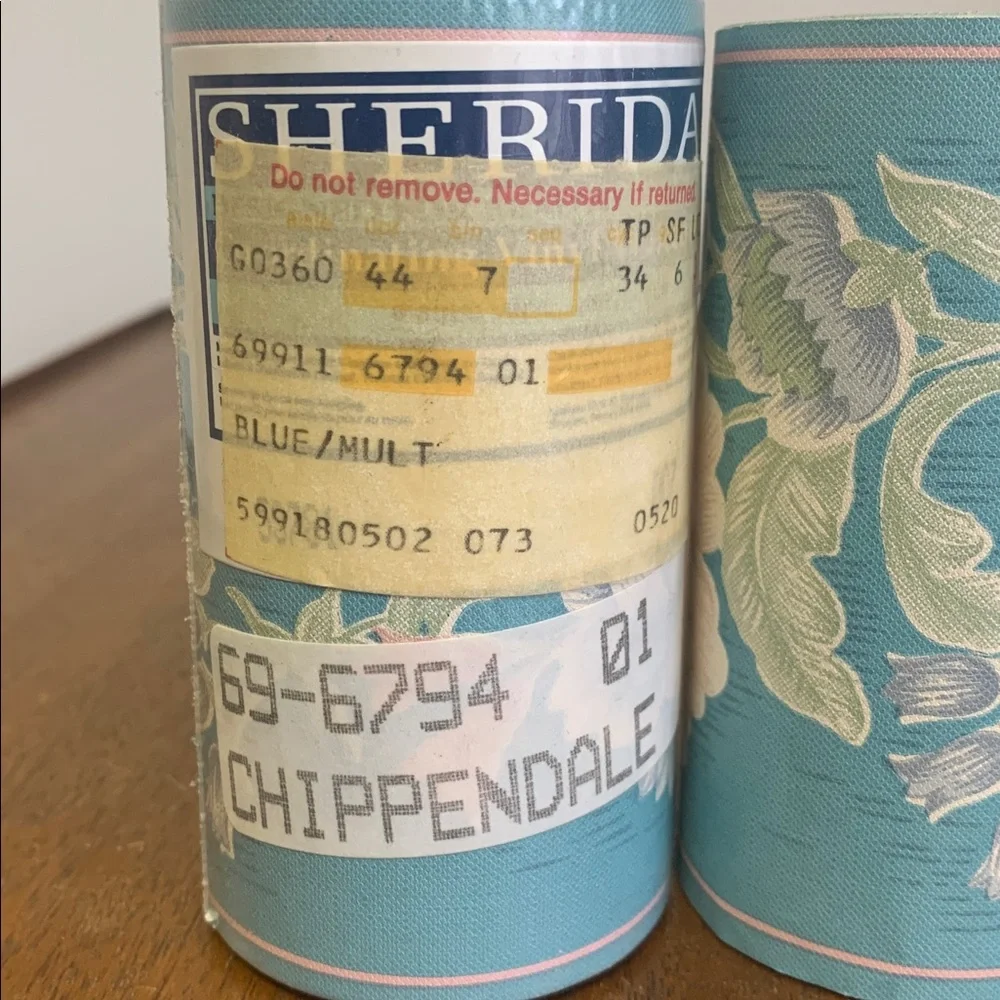 Vintage Sheridan Chippendale Wallpaper Border – Blue Floral – 3 Rolls